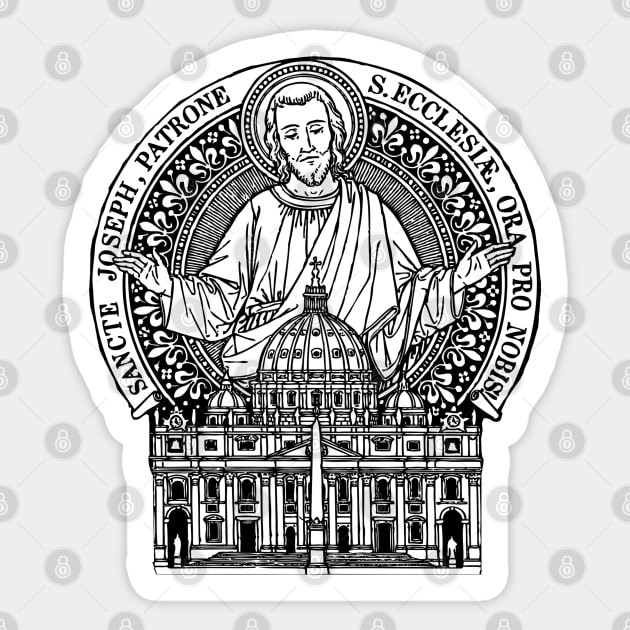 St. Joseph Patron of the Church (Version 2) - White Bkg Sticker by DeoGratias
